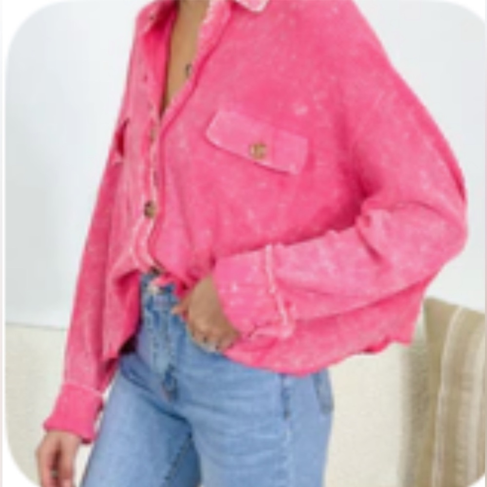 Women's Pink cropped thermal top